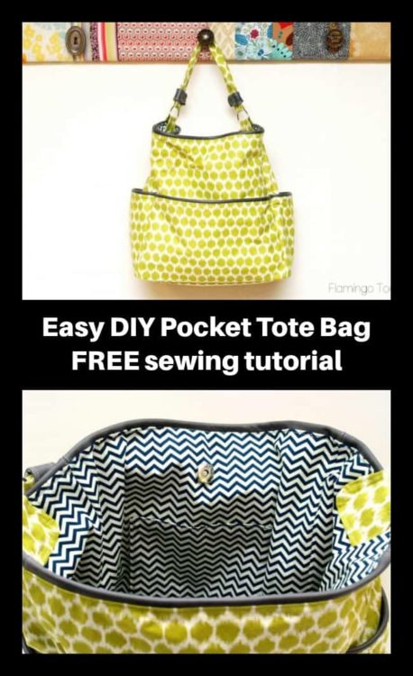 Easy DIY Pocket Tote Bag FREE sewing tutorial - Sew Modern Bags