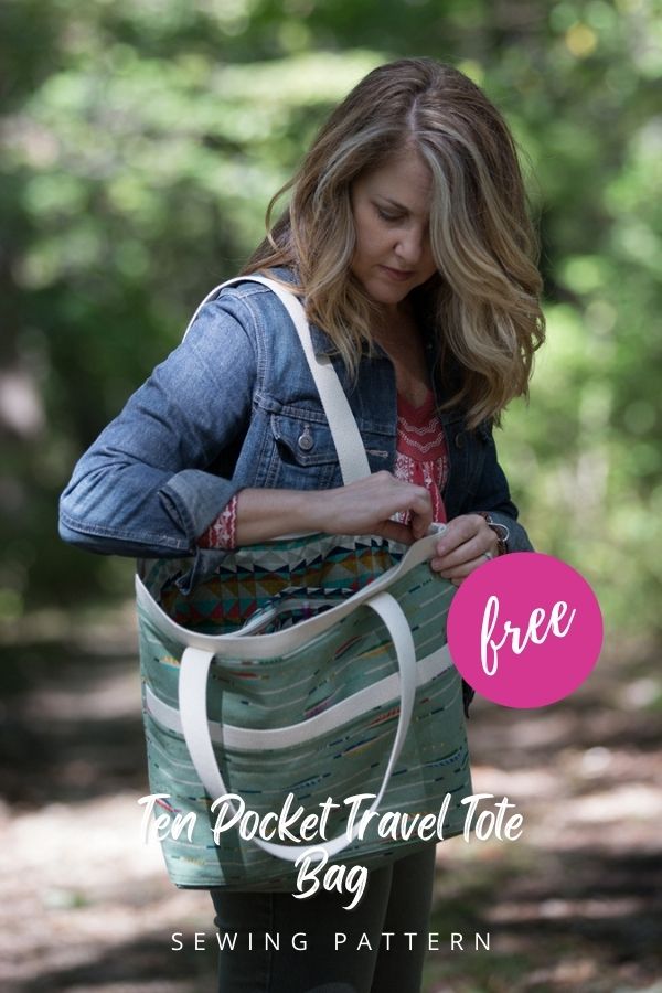 Ten Pocket Travel Tote Bag FREE sewing pattern