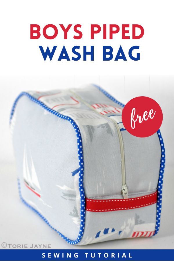 Boys Piped Wash Bag FREE sewing tutorial