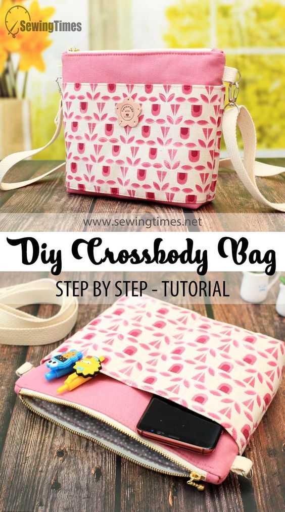 DIY Crossbody Bag with Zipper FREE sewing tutorial (with video)