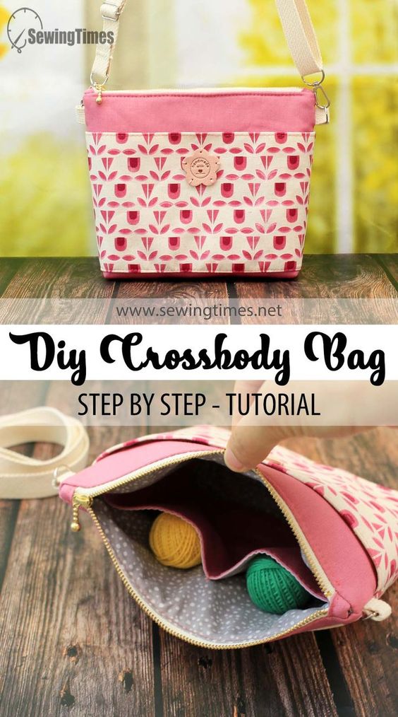 DIY Crossbody Bag with Zipper FREE sewing tutorial (with video