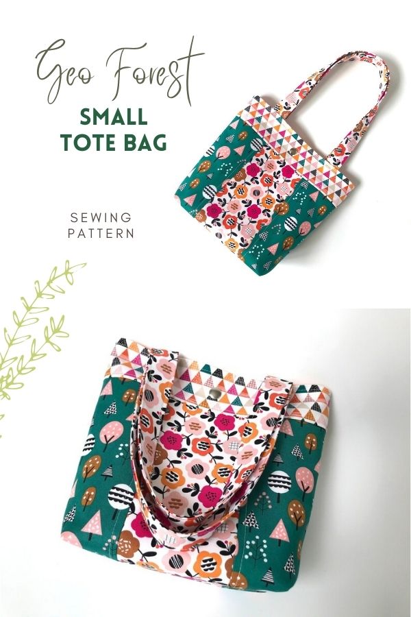 Geo Forest Small Tote Bag sewing pattern