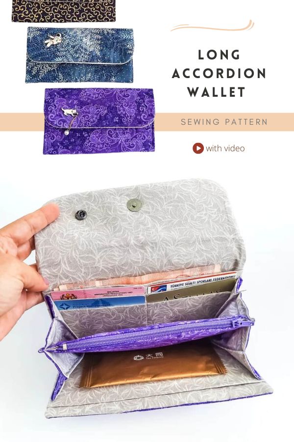 Long Accordion Wallet sewing pattern (+ video)