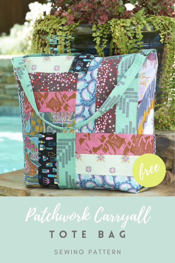 Patchwork Carryall Tote Bag FREE sewing pattern