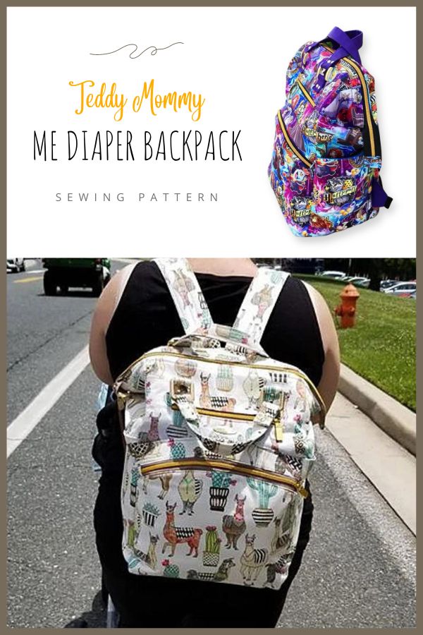 Teddy Mommy and Me Diaper Backpack sewing pattern