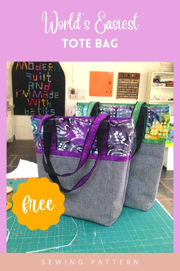 World's Easiest Tote Bag FREE sewing pattern