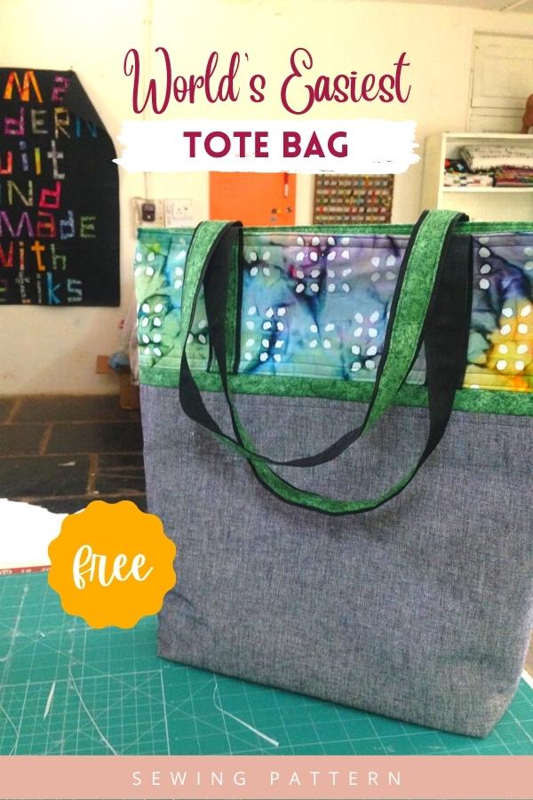 World's Easiest Tote Bag FREE sewing pattern