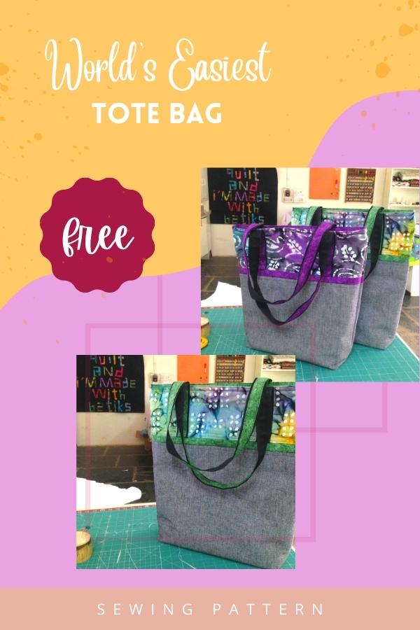 World's Easiest Tote Bag FREE sewing pattern