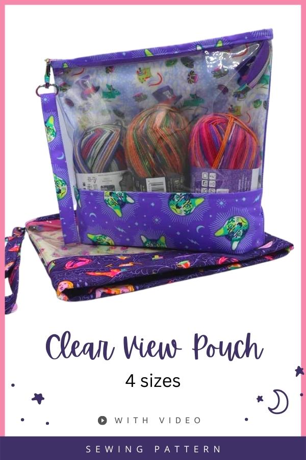 Clear View Pouch sewing pattern (4 sizes with video)