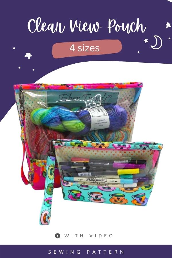 Clear View Pouch sewing pattern (4 sizes with video)