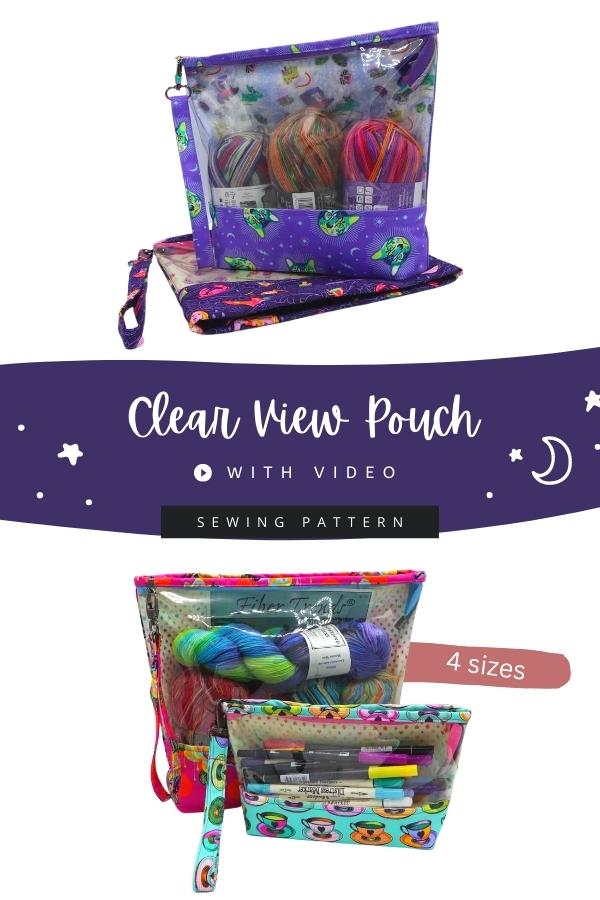 Clear View Pouch sewing pattern (4 sizes with video)