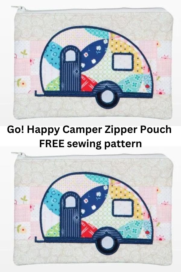 Go! Happy Camper Zipper Pouch FREE sewing pattern