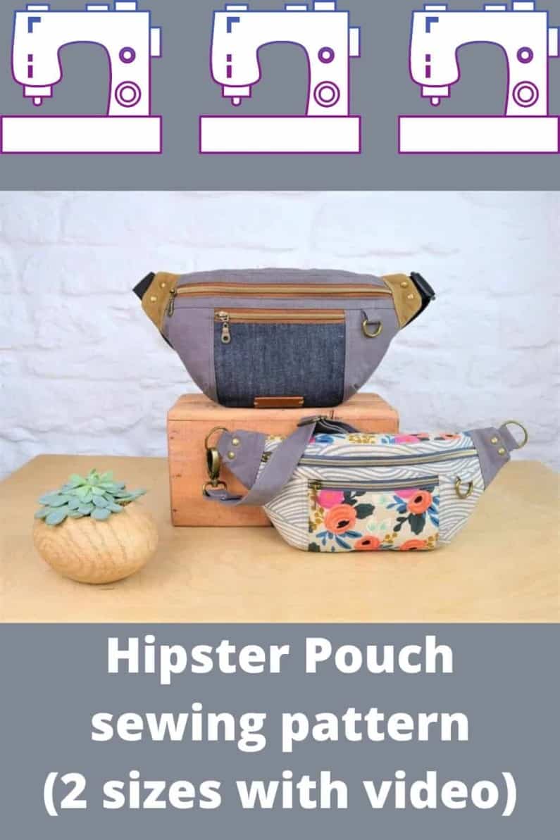 Hipster Pouch sewing pattern (2 sizes with video)