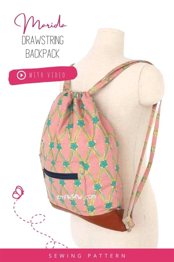 Merida Drawstring Backpack PDF Sewing Pattern Easy Backpack 