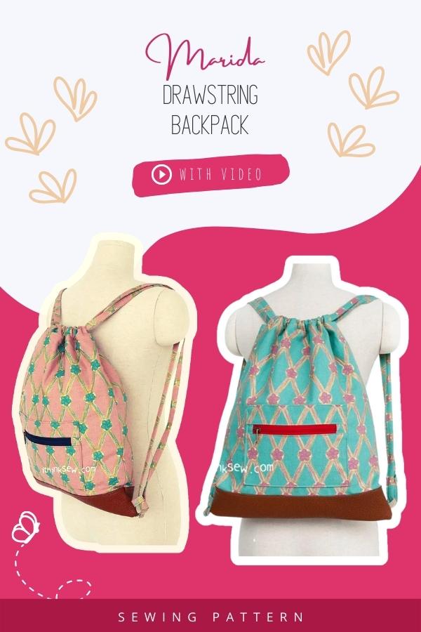 Drawstring School Backpack PDF Sewing Pattern Backpack 