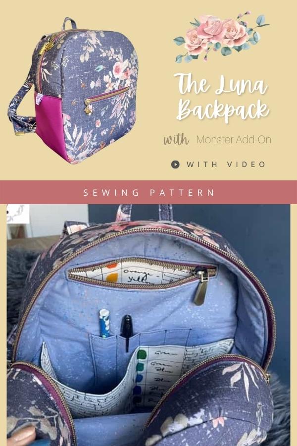 The Luna Backpack sewing pattern (with video) with Monster Add-On
