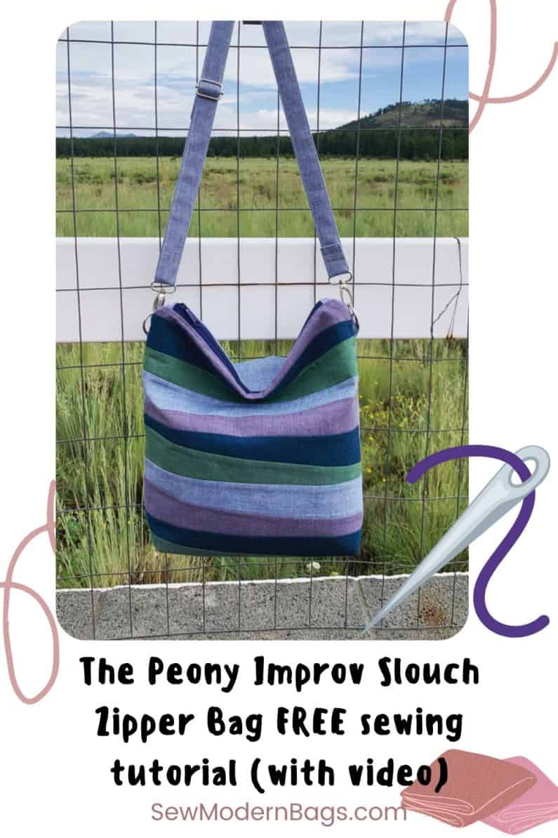 The Peony Improv Slouch Zipper Bag FREE sewing tutorial (with video)