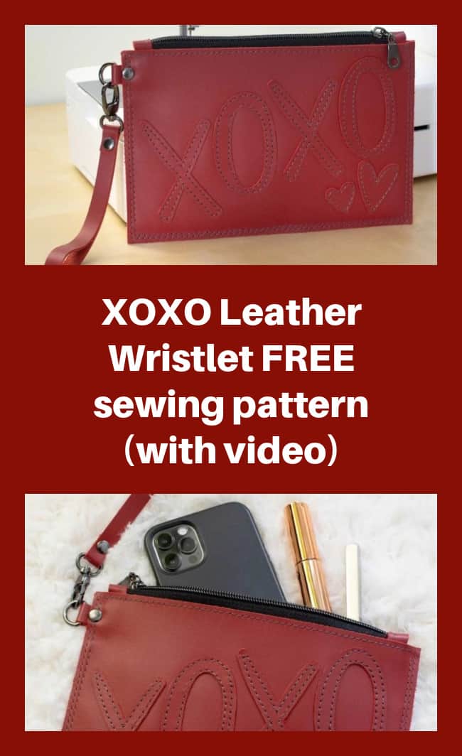 XOXO Leather Wristlet FREE sewing pattern (with video)
