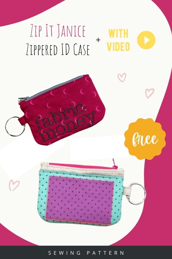 Zip It Janice Zippered ID Case FREE sewing pattern (with video)