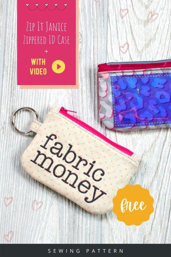 Zip It Janice Zippered ID Case FREE sewing pattern (with video)