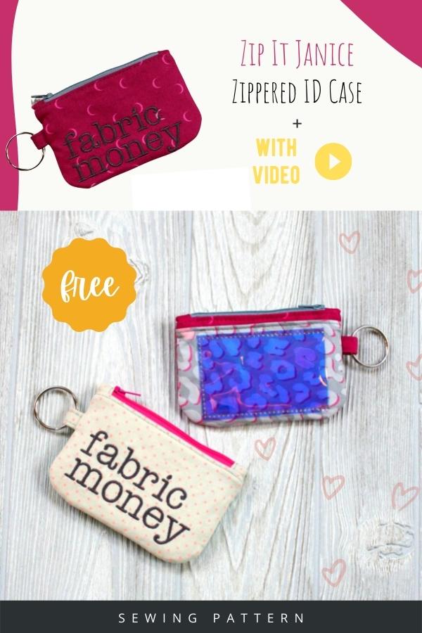 Zip It Janice Zippered ID Case FREE sewing pattern (with video)