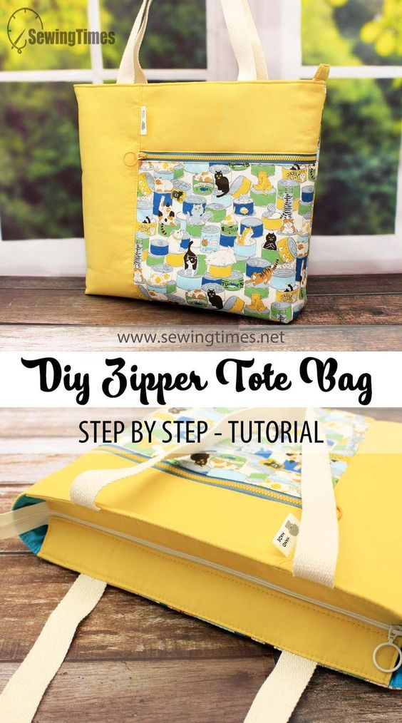 DIY Zippered Tote Bag Sewing Pattern  How to Sew a Recessed Zipper Tote Bag  Tutorial [sewingtimes] 