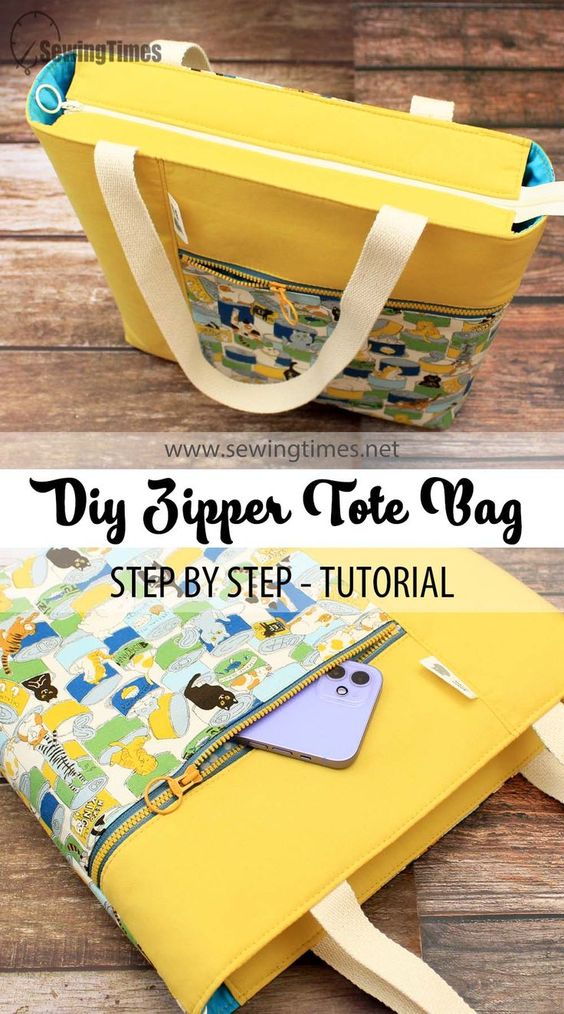 DIY DOUBLE ZIPPER SHOULDER BAG / tote bag / sewing tutorial