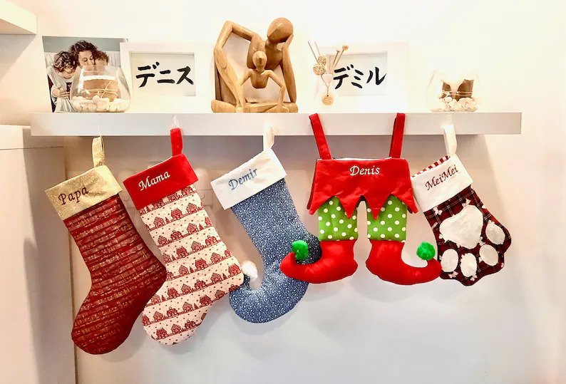 Modern Santa Felt Christmas Stocking