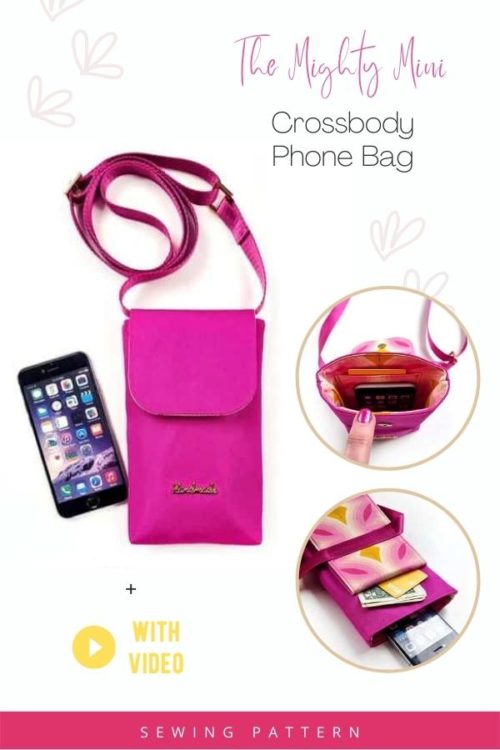 The Mighty Mini Crossbody Phone Bag sewing pattern (with video) Sew Modern Bags