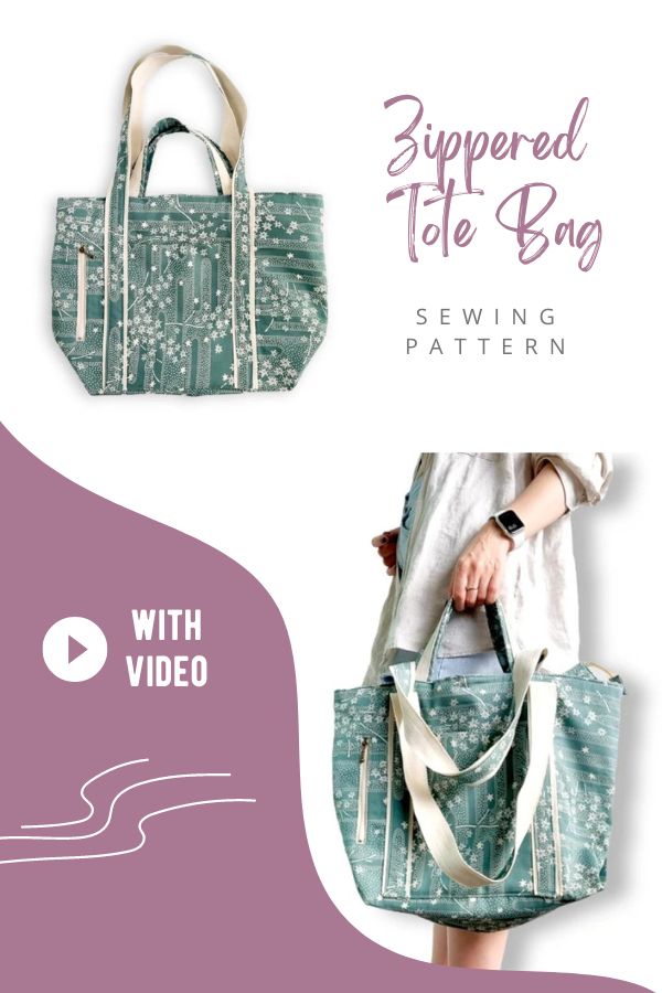 Zippered Tote Bag sewing pattern (with video)