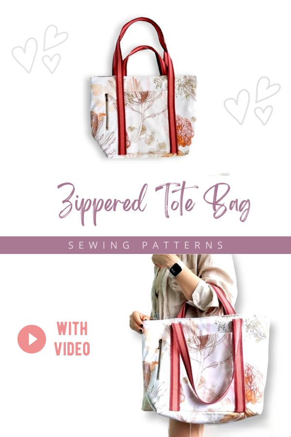 Zippered Tote Bag sewing pattern (with video)