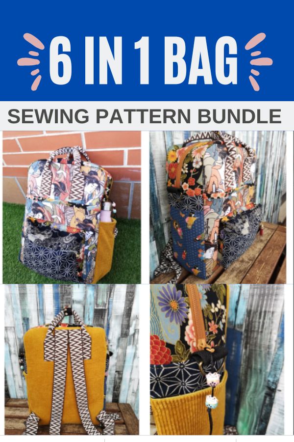 6 in 1 Bag Sewing Pattern Bundle (3 sizes)