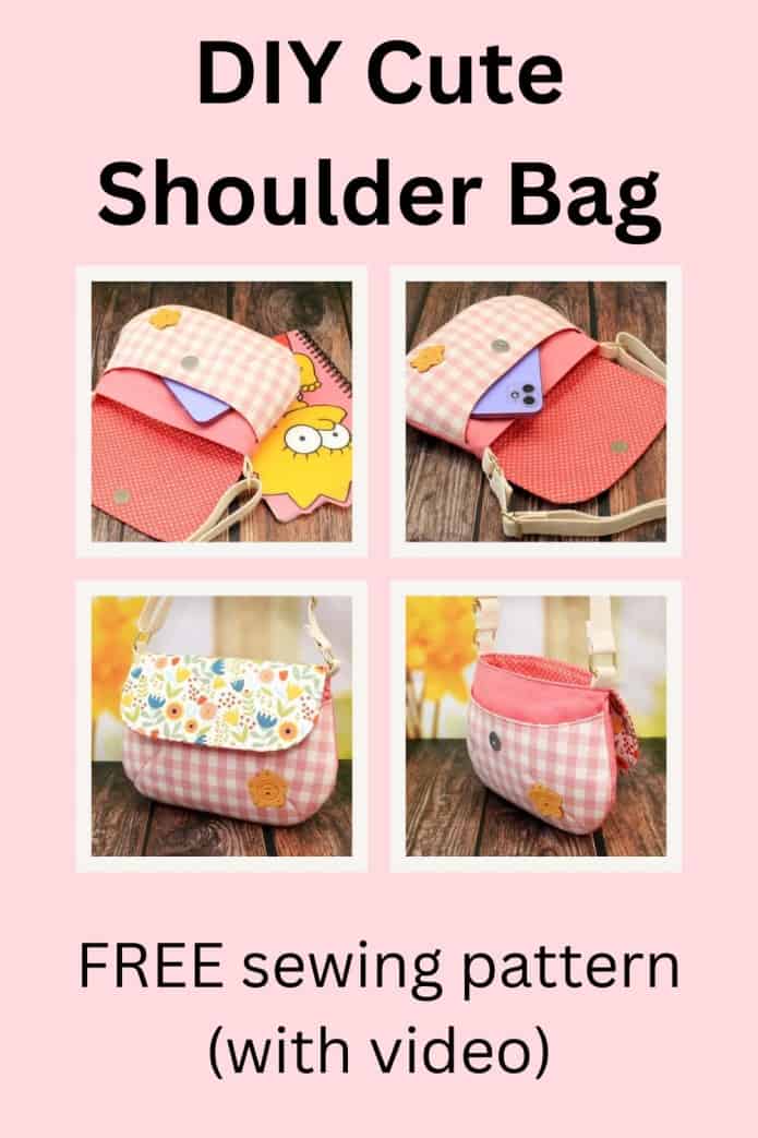 DIY Cute Shoulder Bag FREE sewing pattern (with video)