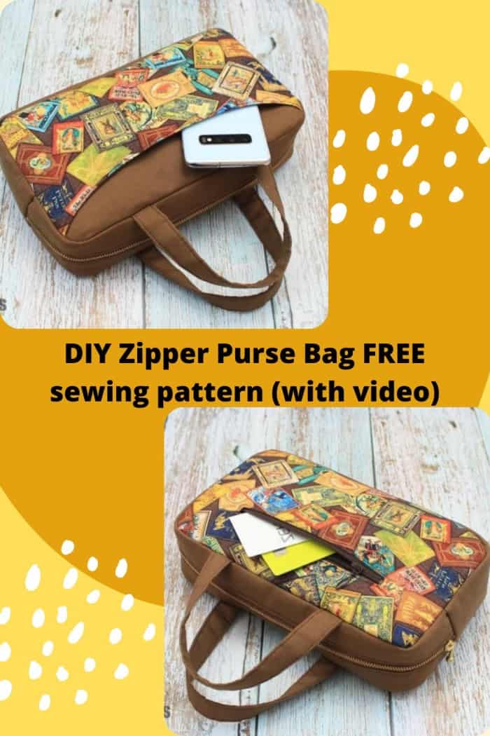 DIY Zipper Purse Bag FREE sewing pattern (with video)