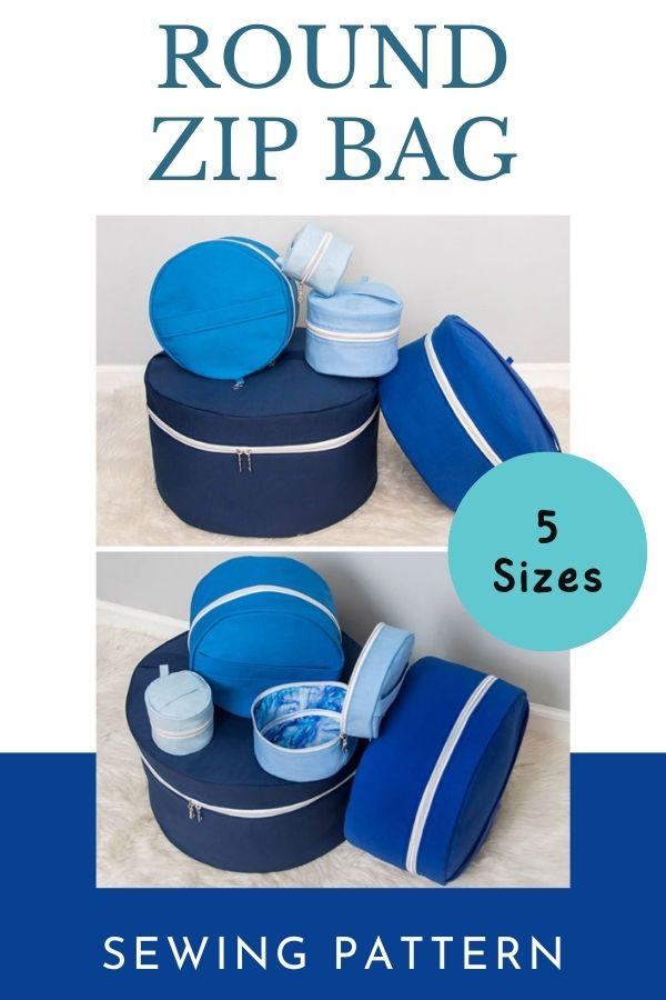 Round Zip Bags sewing pattern (5 sizes)