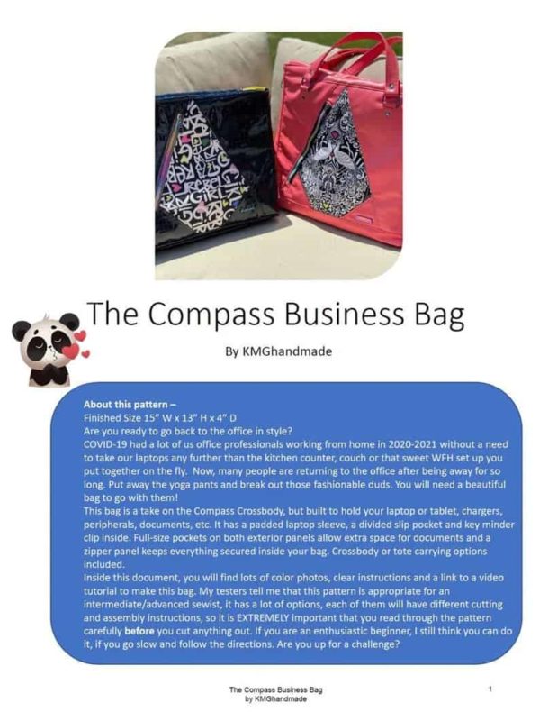 Compass Business Bag sewing pattern