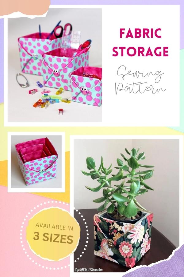 Fabric Storage Boxes sewing pattern (3 sizes)