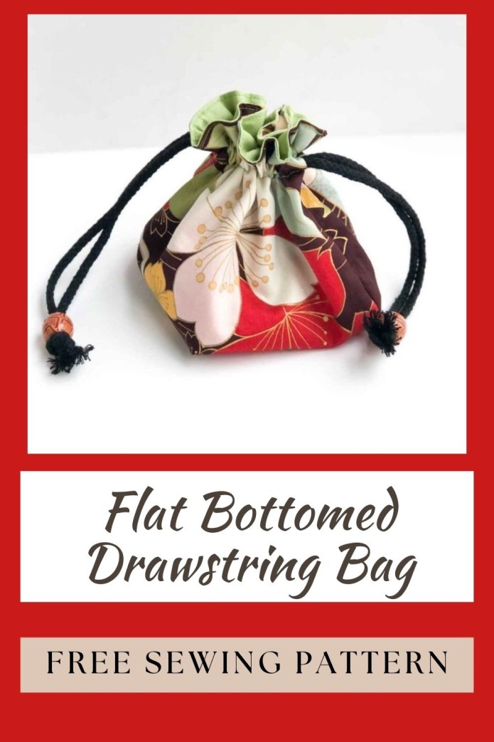 Flat Bottomed Drawstring Bag FREE sewing pattern