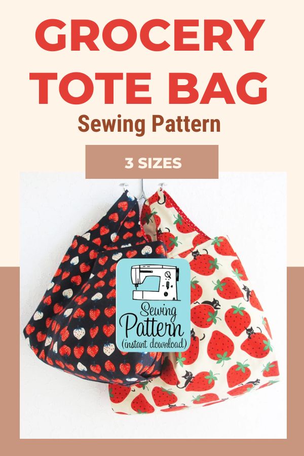 Grocery Tote Bag sewing pattern (3 sizes)