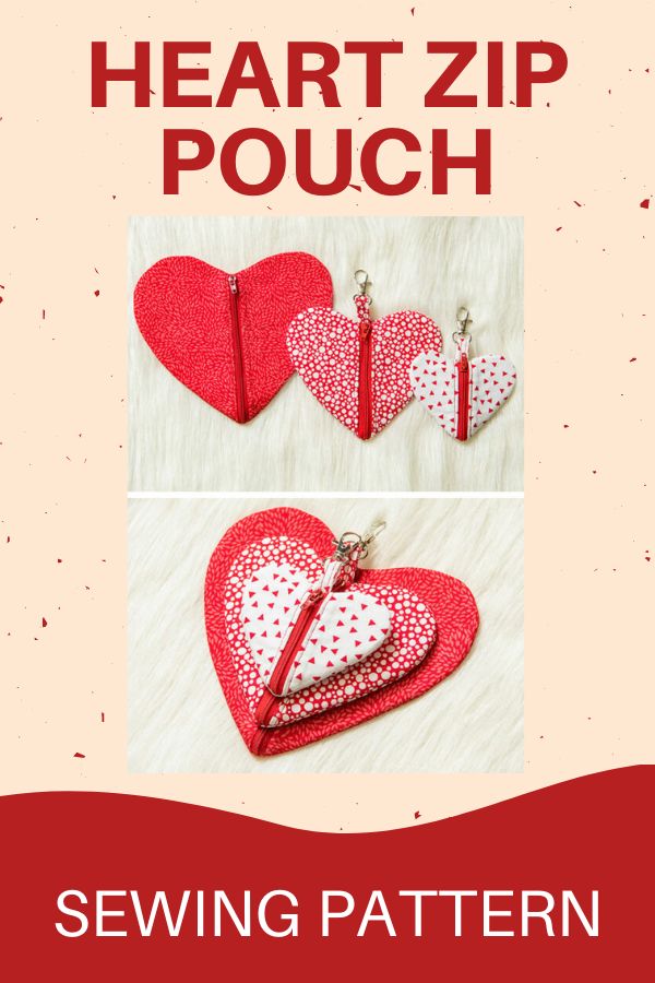 Heart Zip Pouch sewing pattern (3 sizes)