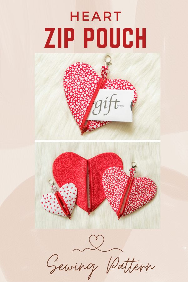 Heart Zip Pouch sewing pattern (3 sizes)