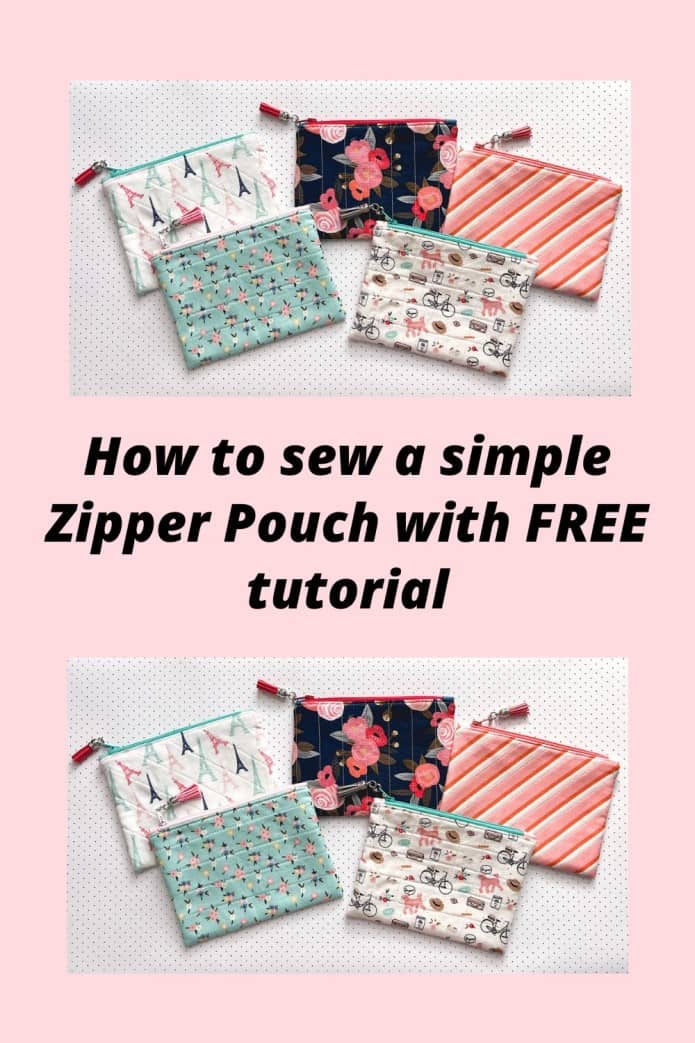 How to sew a simple Zipper Pouch with FREE tutorial