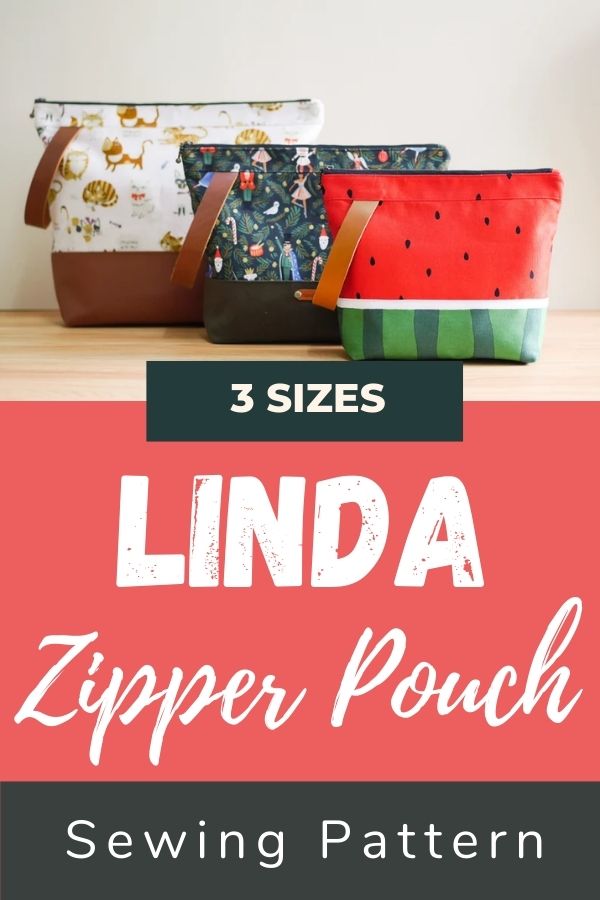 Linda Zipper Pouch sewing pattern (3 sizes)