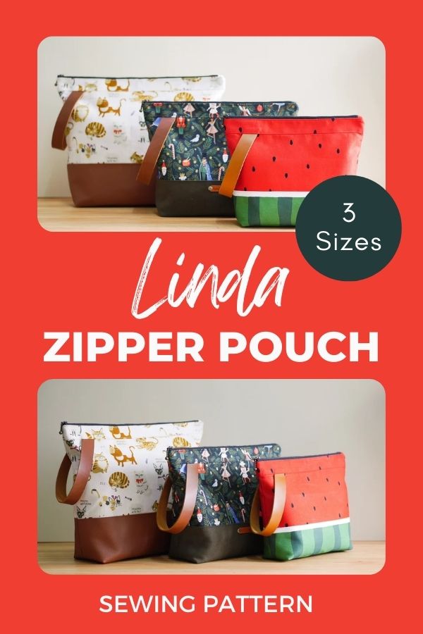 Linda Zipper Pouch sewing pattern (3 sizes)