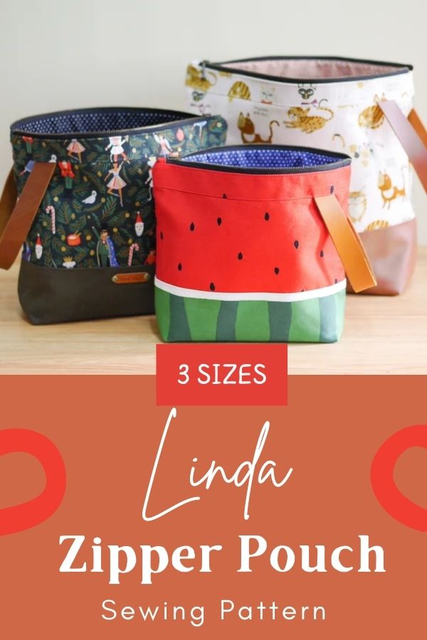 Linda Zipper Pouch sewing pattern (3 sizes)