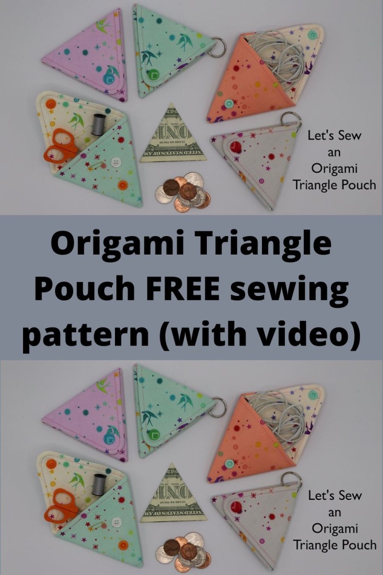 Origami Triangle Pouch FREE sewing pattern (with video)