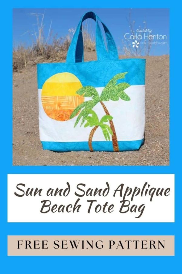 Sun and Sand Applique Beach Tote Bag FREE sewing pattern Sew Modern Bags