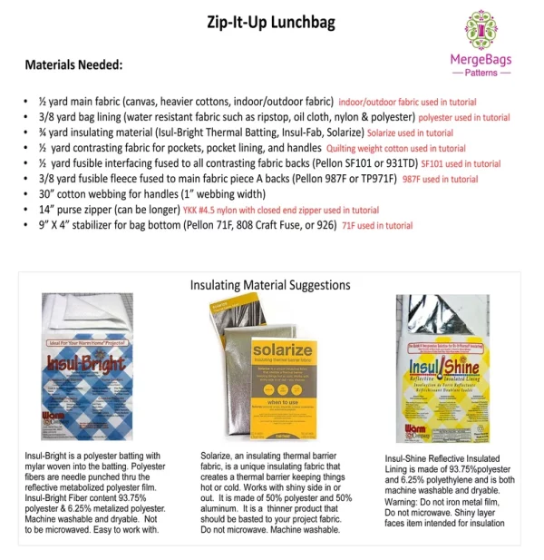 Zip It Up Lunchbag sewing pattern