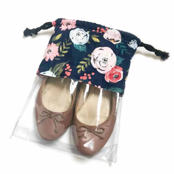 Clear Drawstring Shoe Bag FREE sewing pattern (3 sizes)