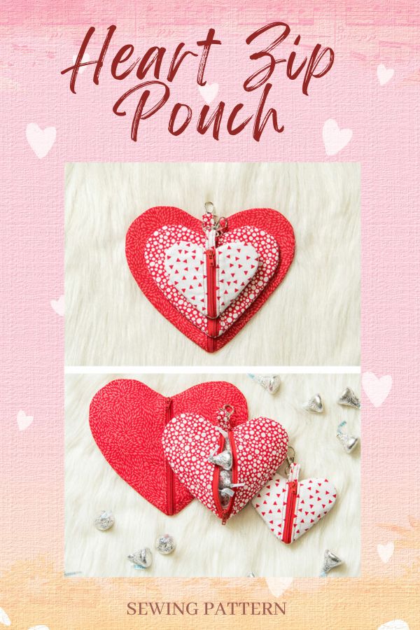 Heart Zip Pouch sewing pattern (3 sizes)